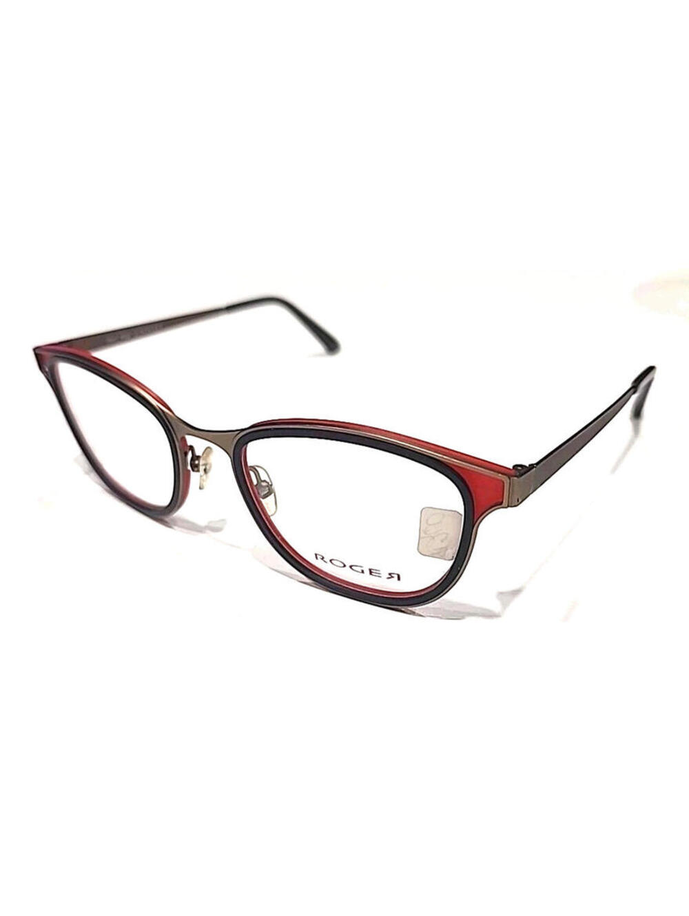 Roger Riez COL 1 Gold Metal Black Red Oval Cat Eye Eyeglasses 50-21